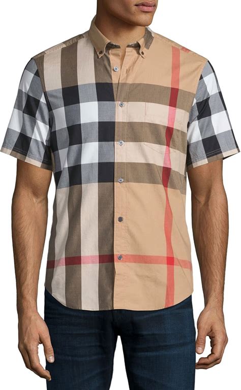 burberry button down short sleeve|Burberry short sleeve shirt vintage.